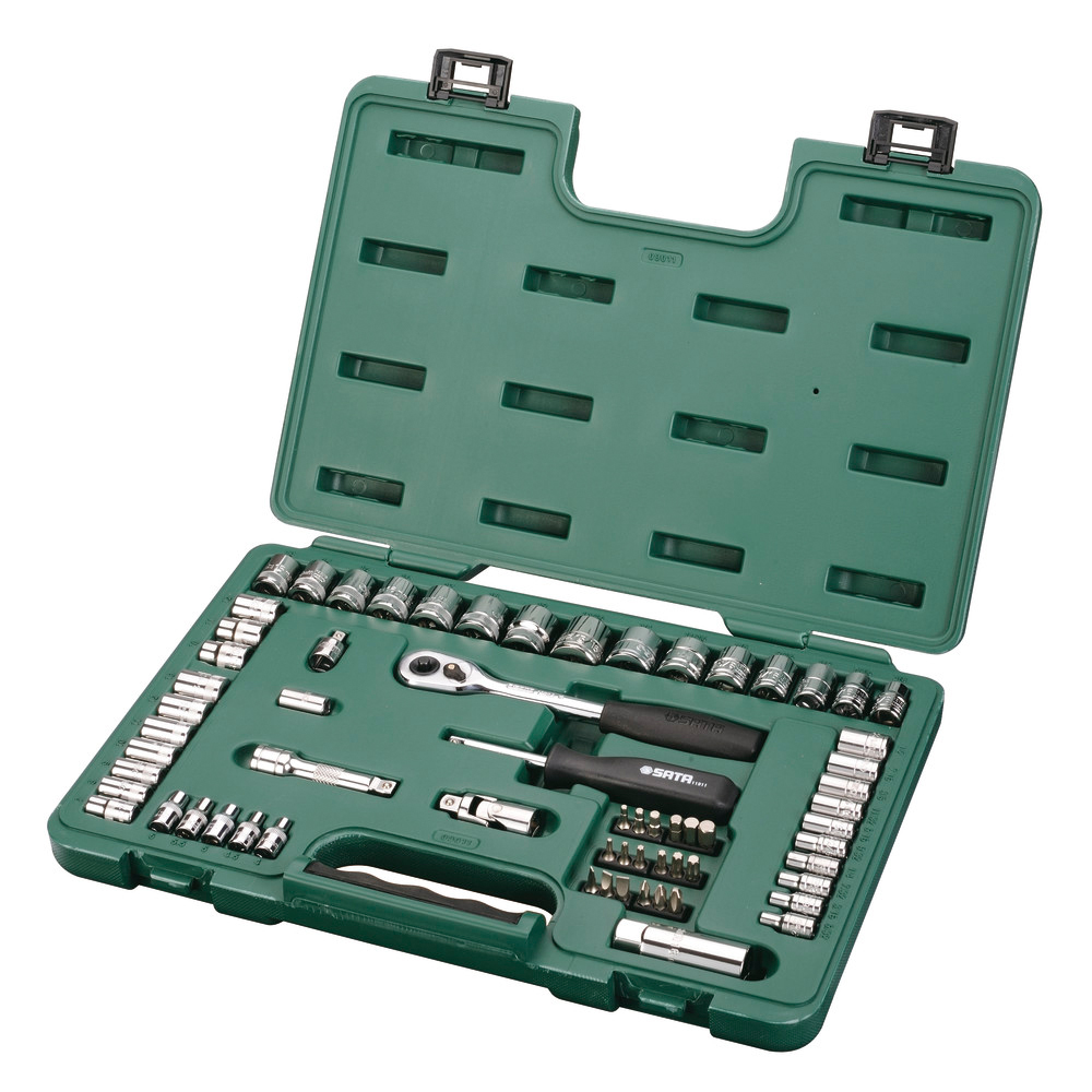 Steckschlüssel Garnitur 6kt 1/4"+ 3/8" 65-tlg. metrisch und zöllig