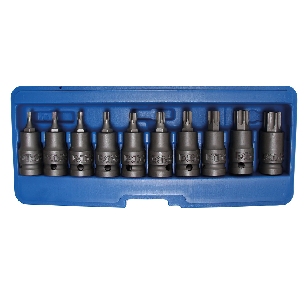 Kraftschraubereinsätze Torx, 1/2", 10-teilig, T20-T70