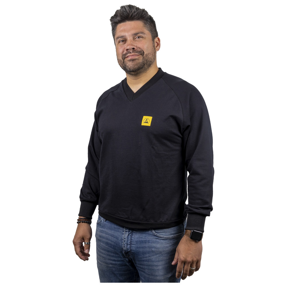 ESD-Sweatshirt, V-Ausschnitt, S, schwarz