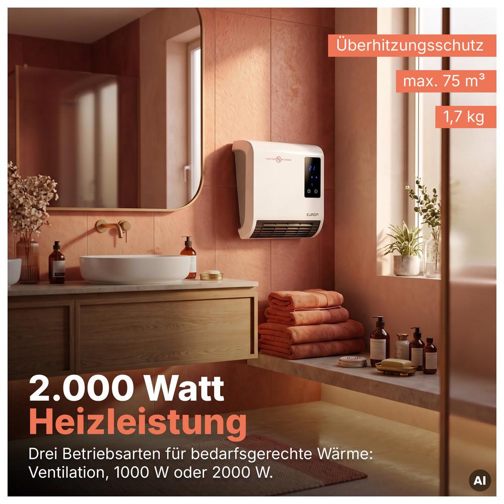 Eurom Badezimmerheizung Sani Fanheat 2000R , Weiß, Bild 4