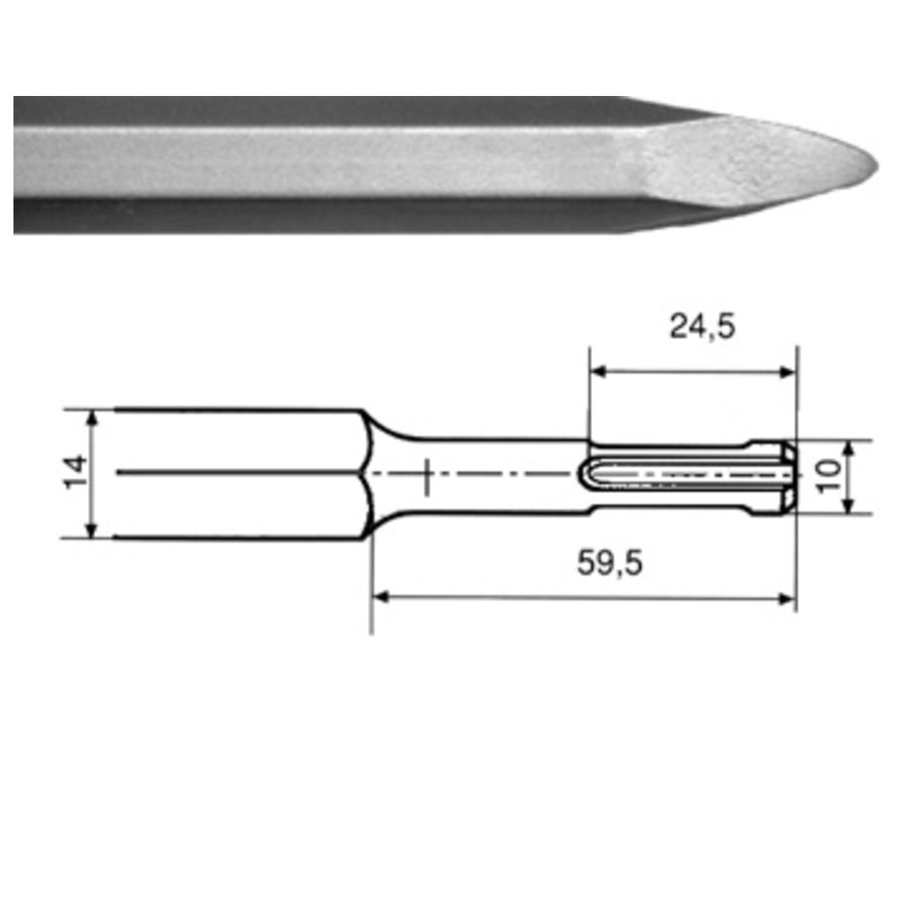 Spitzmeißel, SDS-plus Aufnahme, Länge 250 mm