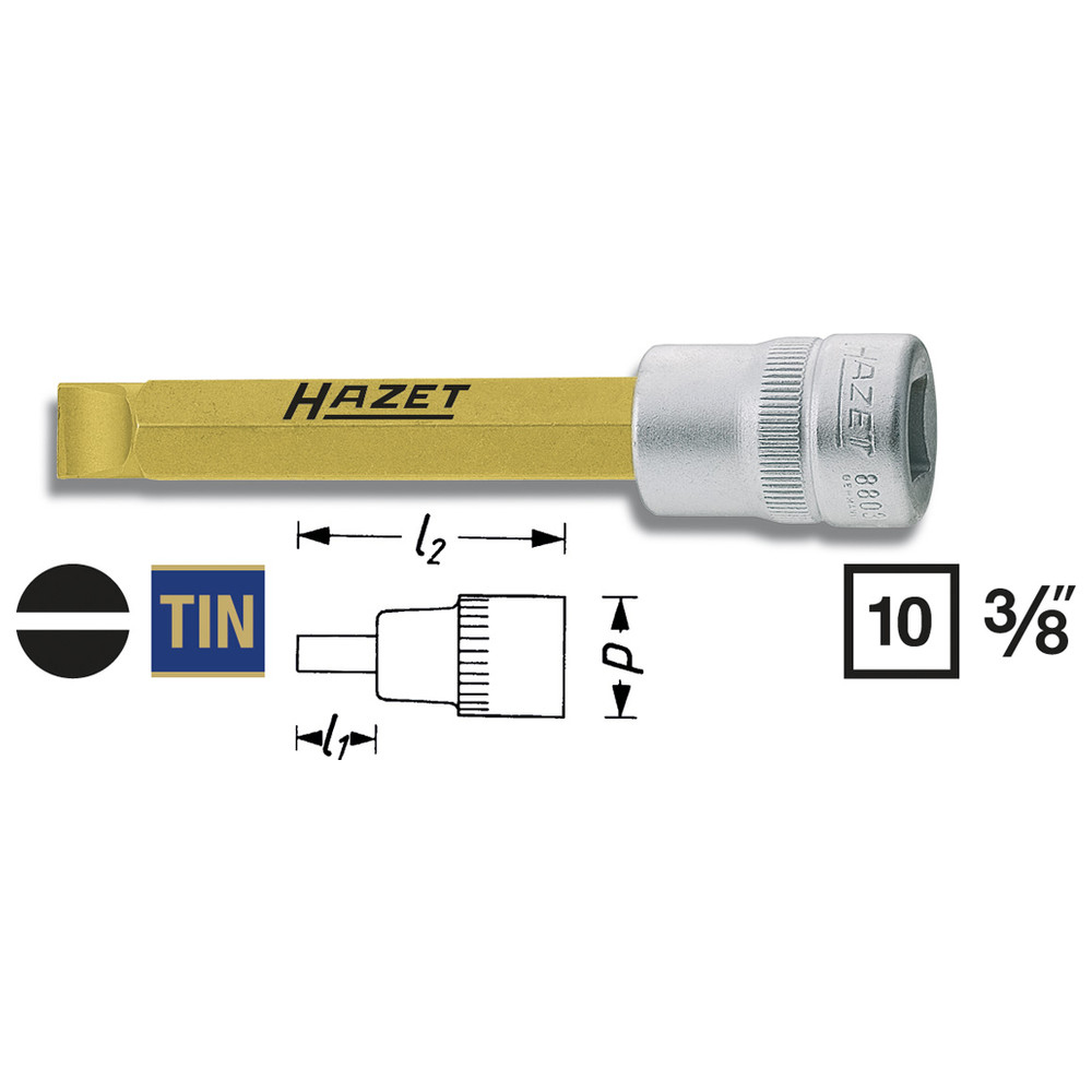 Schraubendreher-Steckschlüsseleinsatz 8803-1.2X8 - Vierkant hohl 10 mm (3/8 Zol