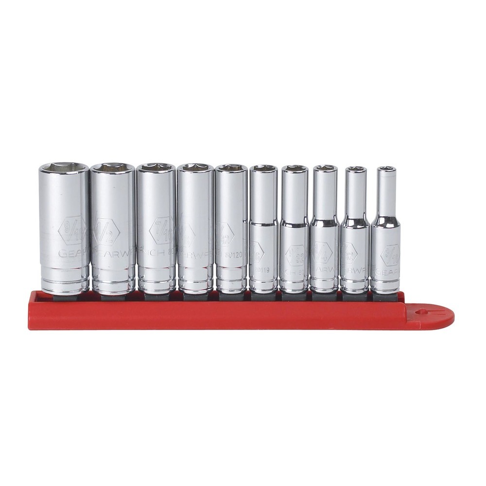 1/4" 6-kant Steckschlüssel Satz, lang, SAE, 10-tlg.