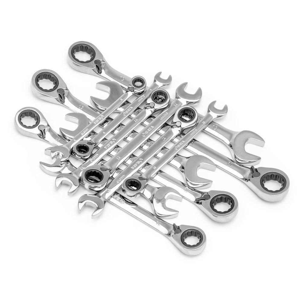 Ratschen-Ringmaulschlüssel Satz mit Richtungswechsel, 12-tlg.