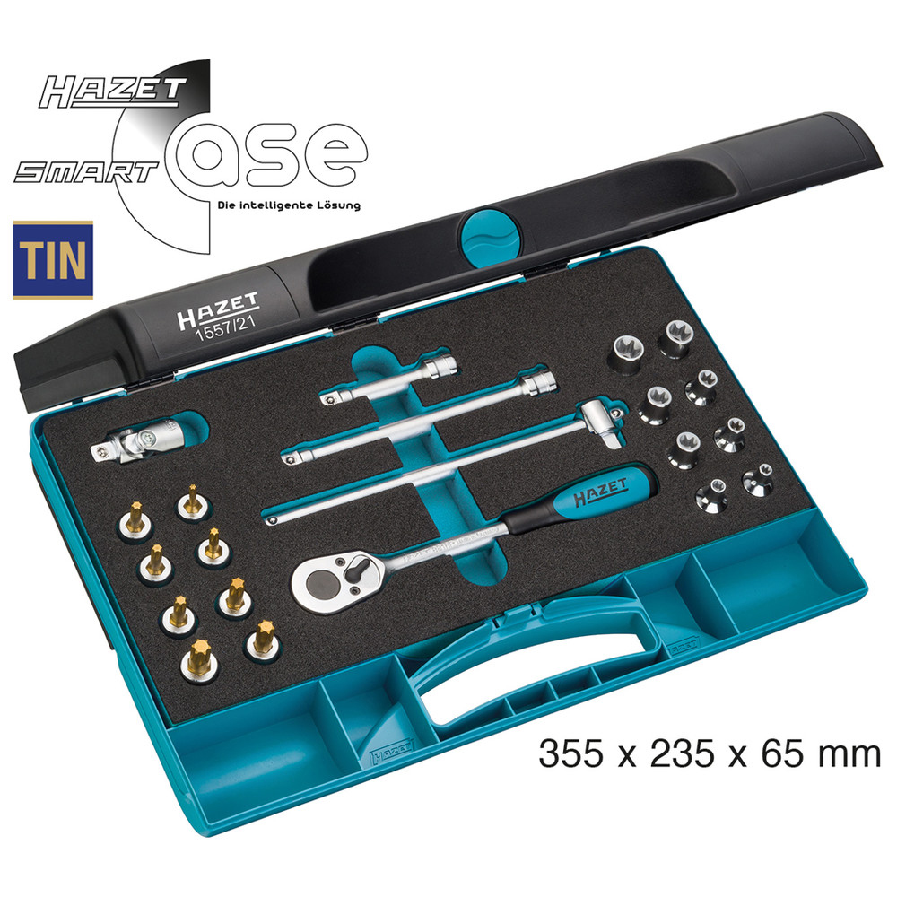 Werkzeug-Satz TORX 1557/21 - Vierkant hohl 10 mm (3/8 Zoll) - Außen TORX Prof