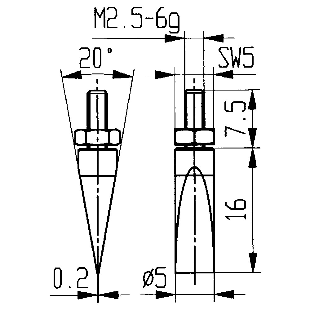 Messeinsatz Stahl Abbildung 20/ 5,0 mm