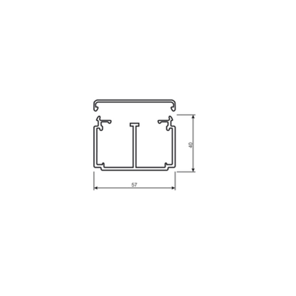 Installationskanal LF mit Trennwand, 40 x 57 x 2000 mm, steingrau