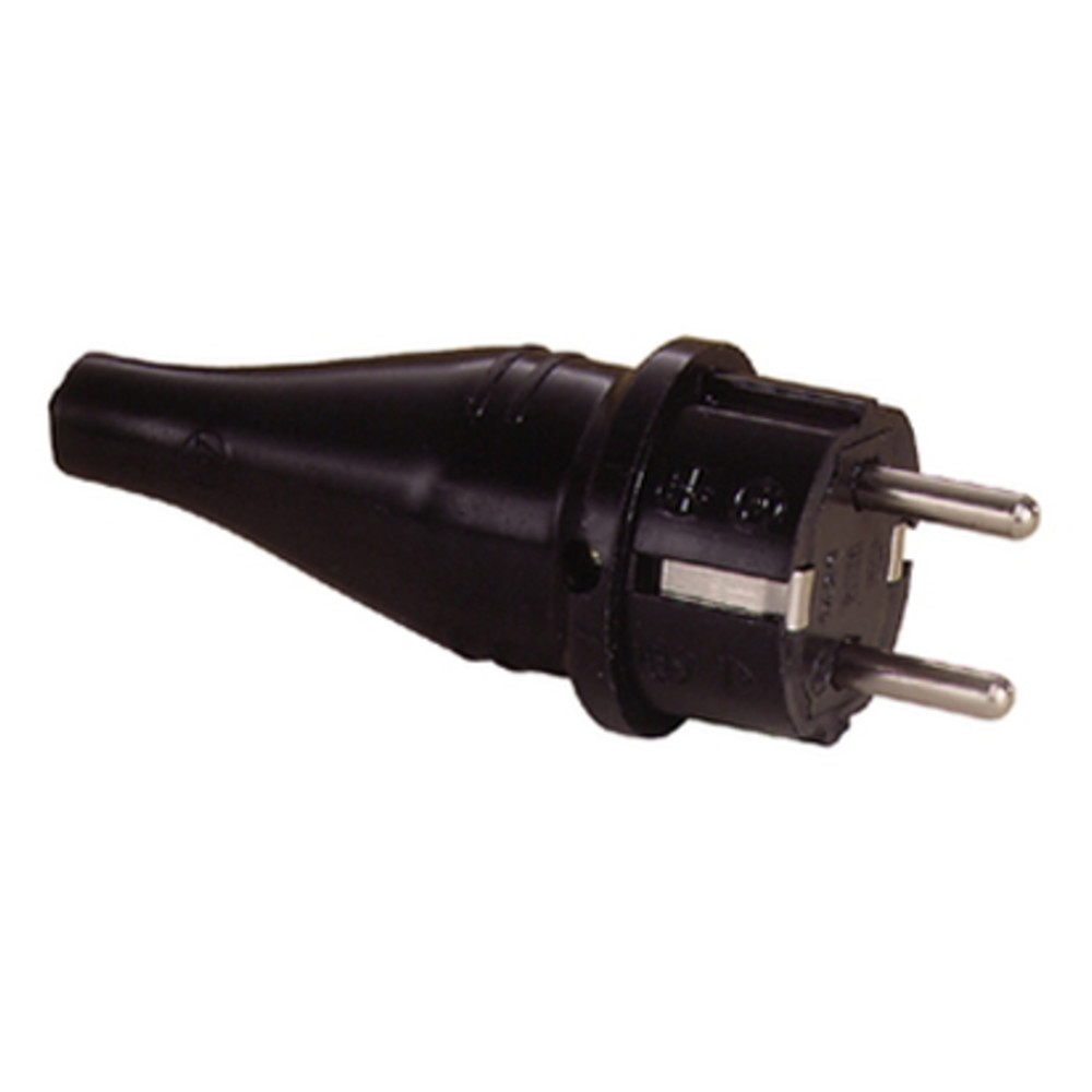 Vollgummi-SCHUKO-Stecker, DIN 49440/441, Gummi, IP44, schwarz