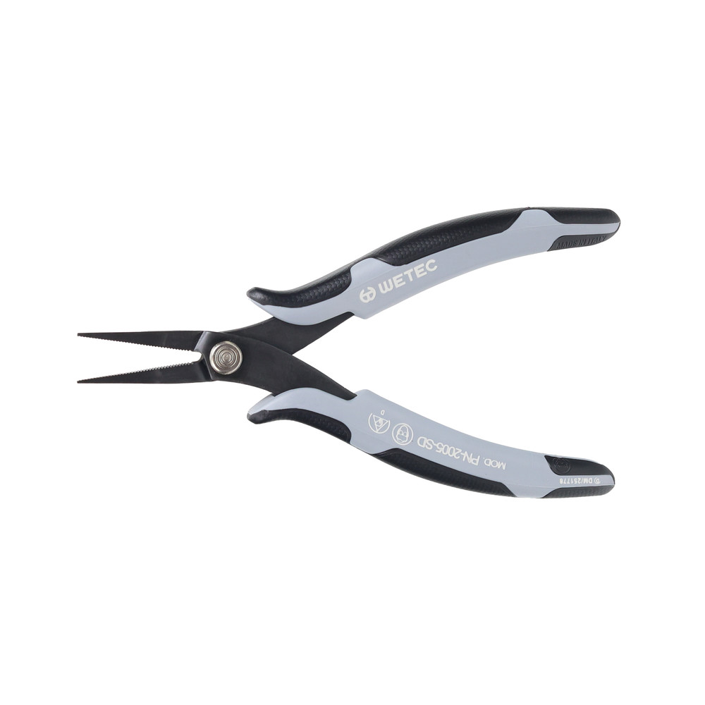 WETEC ECO Mini-Flachzange, lang, Greifflächen geriffelt, 1,2 mm, ESD-Griffe, Bild 2