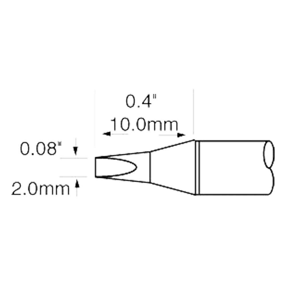 Metcal Lötpatrone für MFR-H1-SC, 2,0 x 10,0 mm, Meißel, bebogen, 460 °C