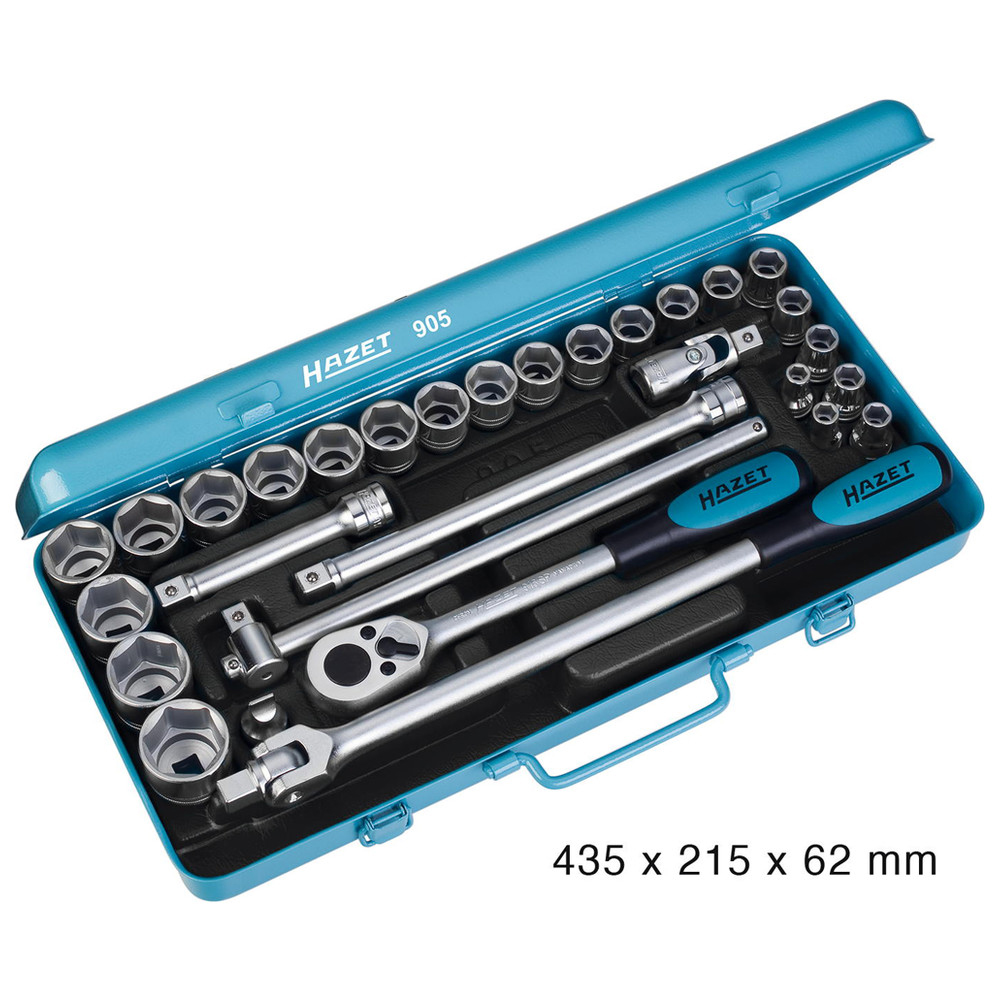 Steckschlüssel-Satz 905 - Vierkant hohl 12,5 mm (1/2 Zoll) - Außen-Sechskant-Tr