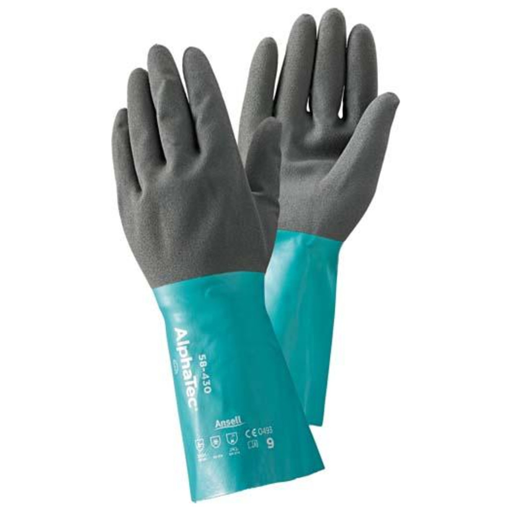 Handschuh AlphaTec 58-435, Nitril, grün/grau, Gr. 10