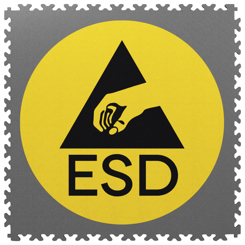 PVC-Bodenfliese XL, 653 x 653 x 4 mm, mit ESD Logo