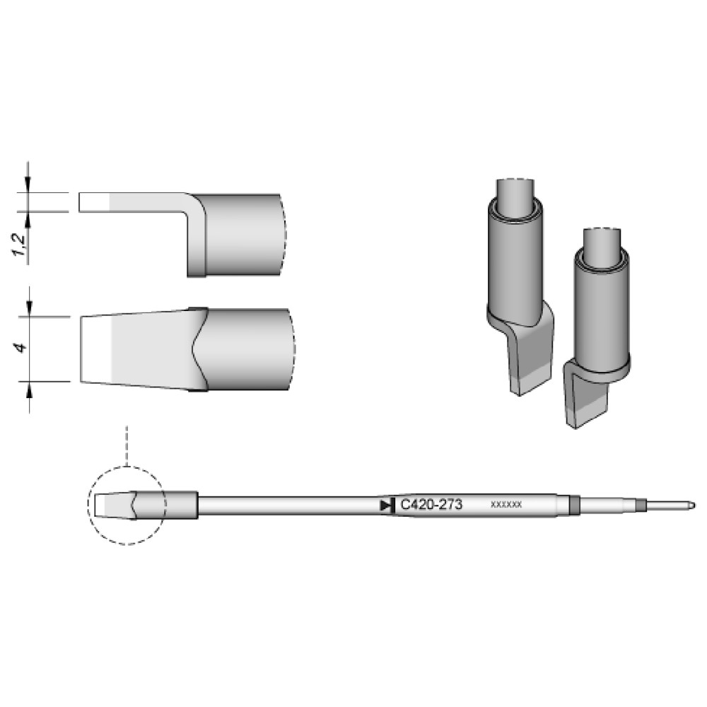 JBC Lötspitze Serie C420, C420273/4,0 mm, für Dual-In-Line-IC
