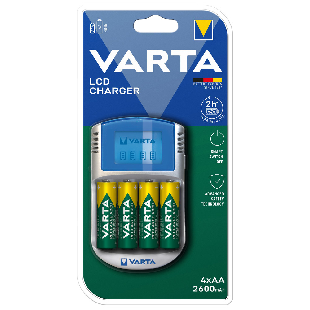 Ladegerät Power Display LCD Charger inklusive 4xAA 2700 mAh