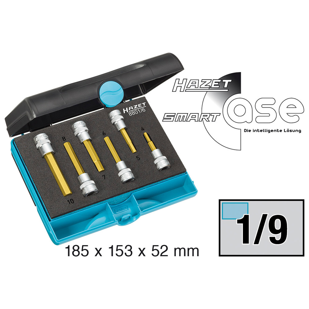 Schraubendreher-Steckschlüsseleinsatz-Satz 8801/6 - Vierkant hohl 10 mm (3/8 Zo