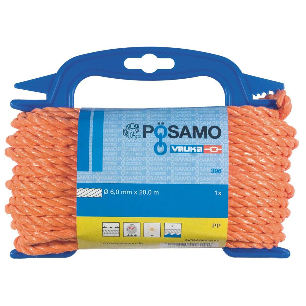 Seil gedreht PPD-6 mm a 20m orange auf Haspel