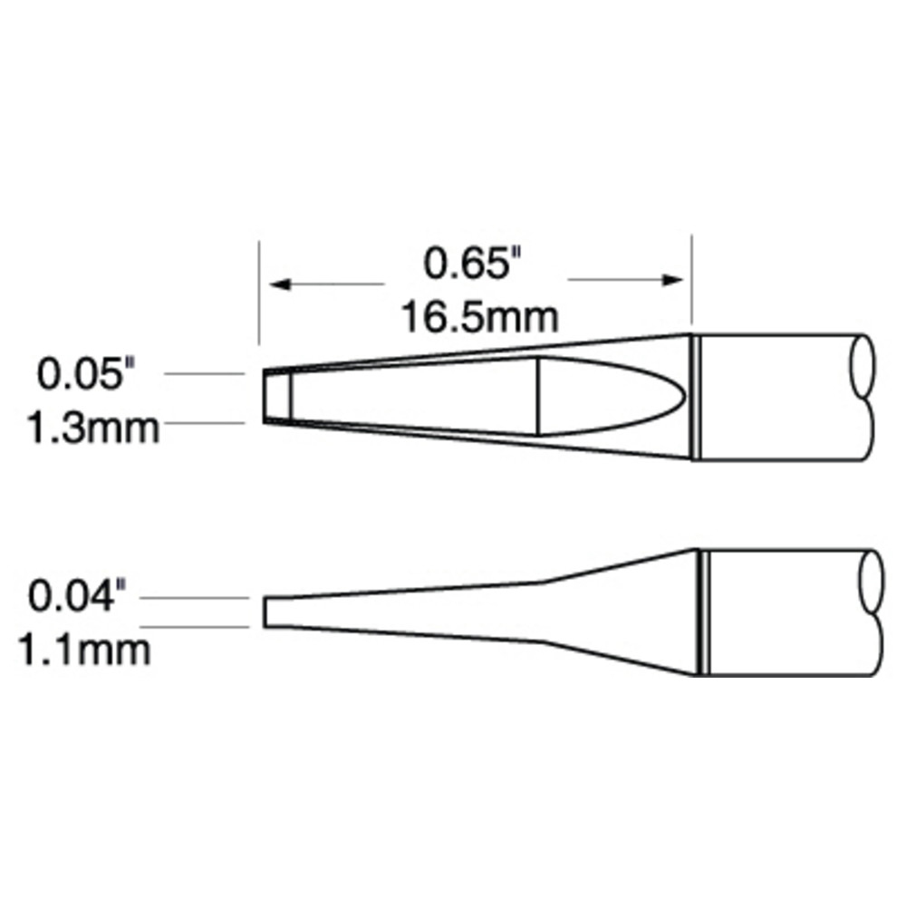 Lötpatrone für Handstück MX-PTZ, 1,3 x 16,5 mm, Klinge, 357 °C