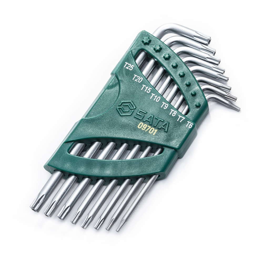 Winkelstiftschlüssel-Satz, Torx mit Stirnlochbohrung, extra lang, 8-tlg.
