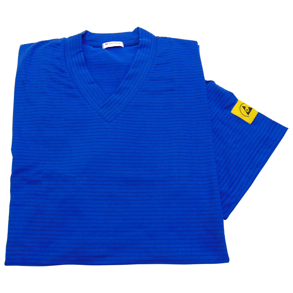 ESD T-Shirt, mit V-Ausschnitt, L, blau