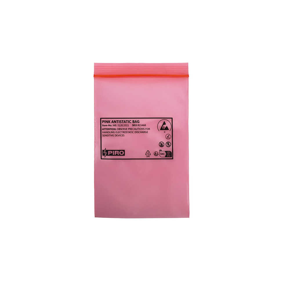 WETEC Verpackungsbeutel ableitend, PE, rosa, Druckverschluß, 100 x 150 mm