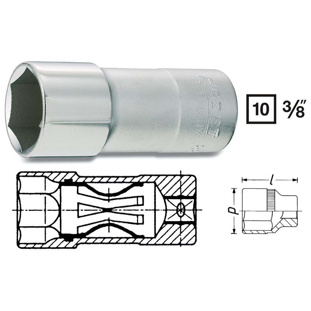 Zündkerzen-Steckschlüssel-Einsatz 880AKF - Vierkant hohl 10 mm (3/8 Zoll) - Auß