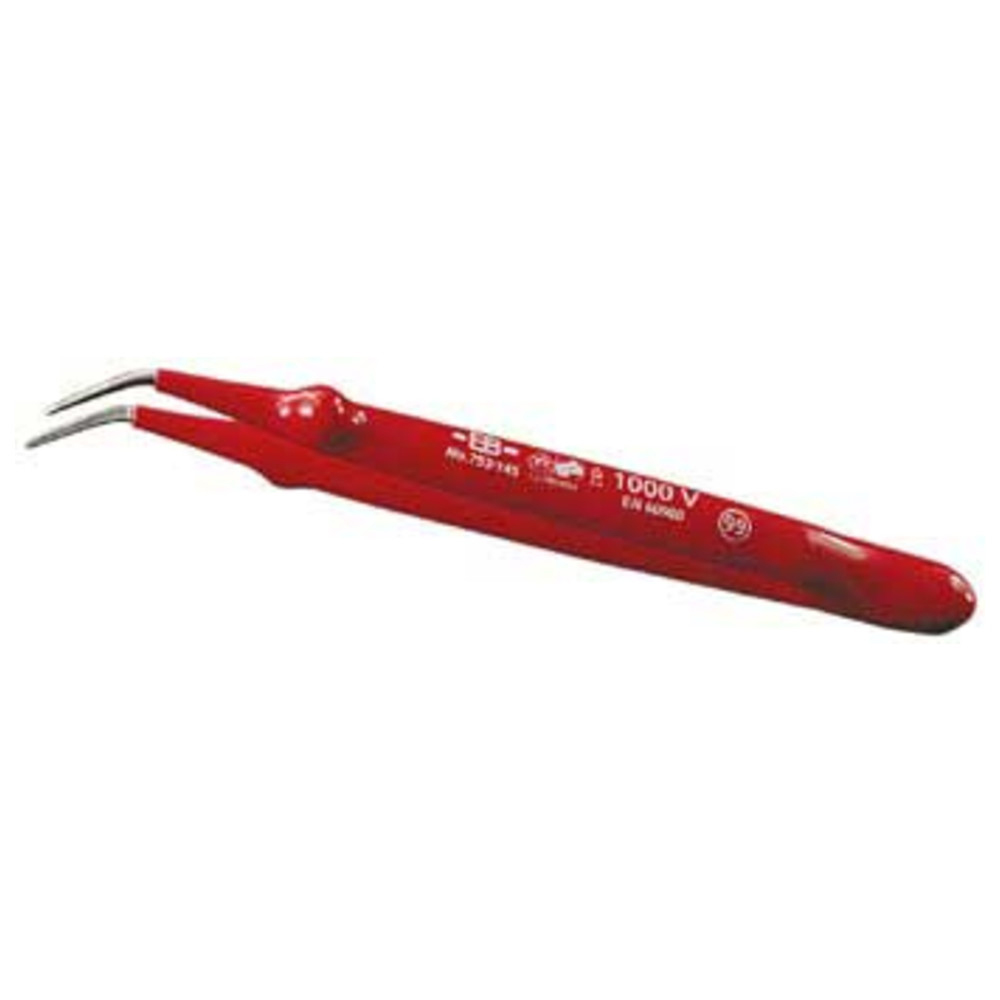Pinzette, VDE-isoliert, gebogen, spitz, 155 mm
