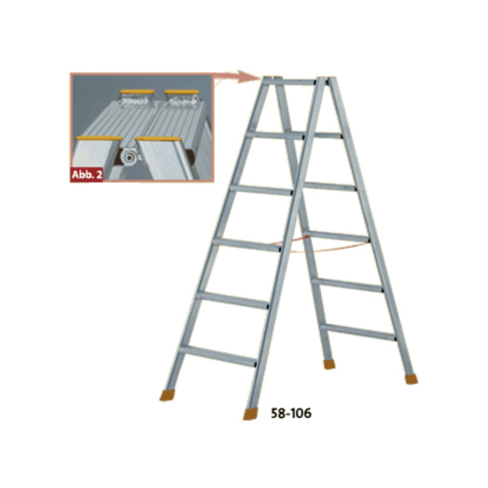 Flachsprossen-Stehleiter, beidseitig begehbar, 2 x 4 Sprossen, 102 cm