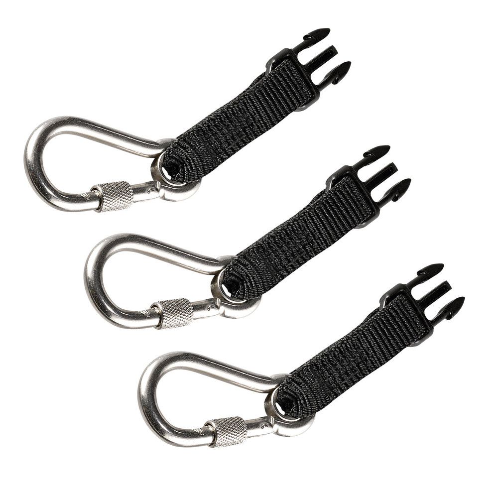 Edelstahlkarabiner 3er-Pack Squids 3025, schwarz