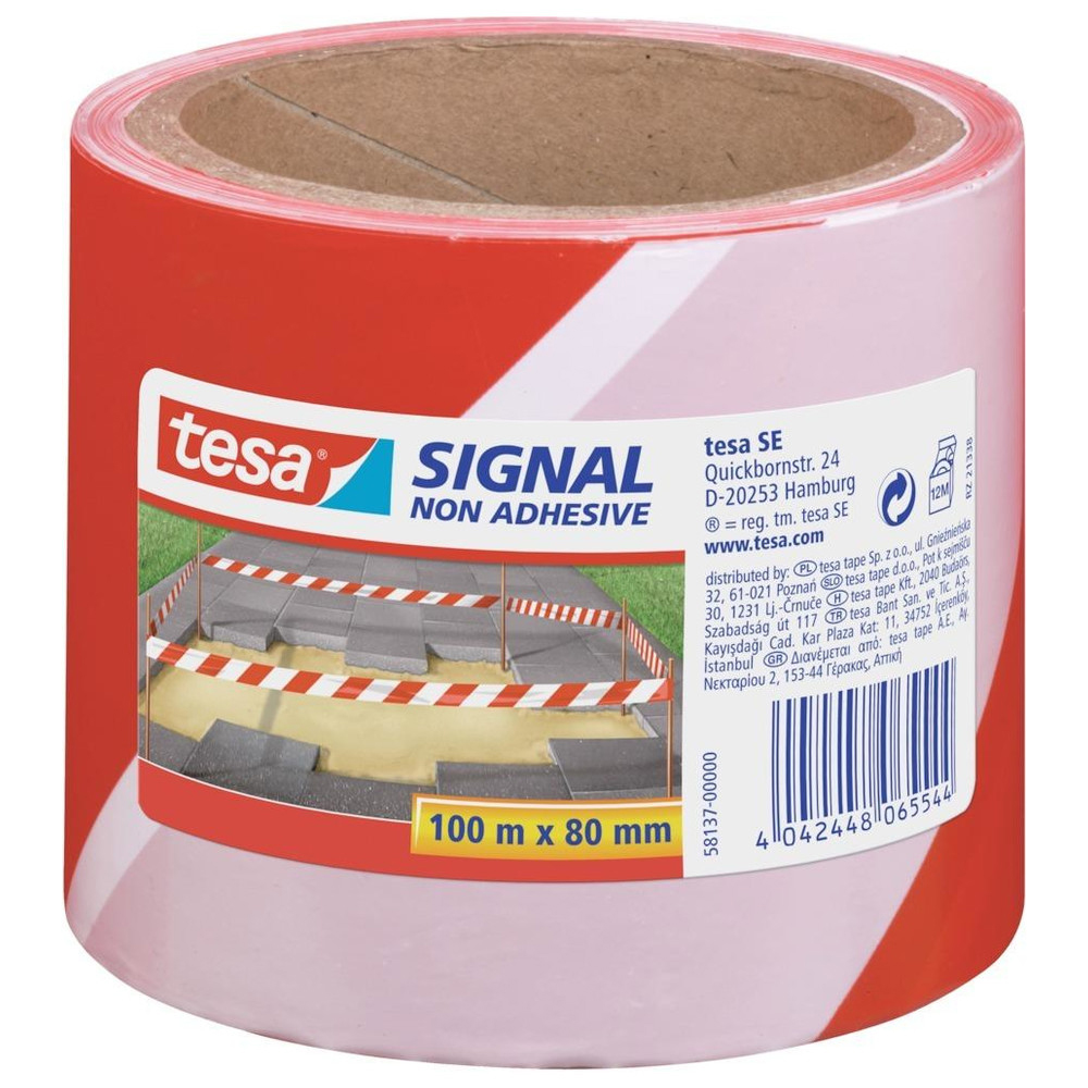 Absperrband 100 m x 80 mm, rot/weiß