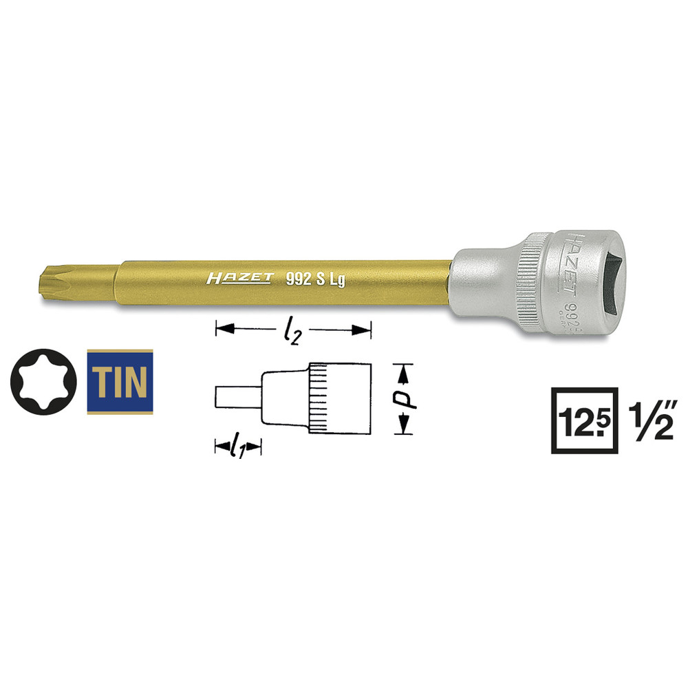 Schraubendreher-Steckschlüsseleinsatz TORX 992SLG-T55 - Vierkant hohl 12,5 mm