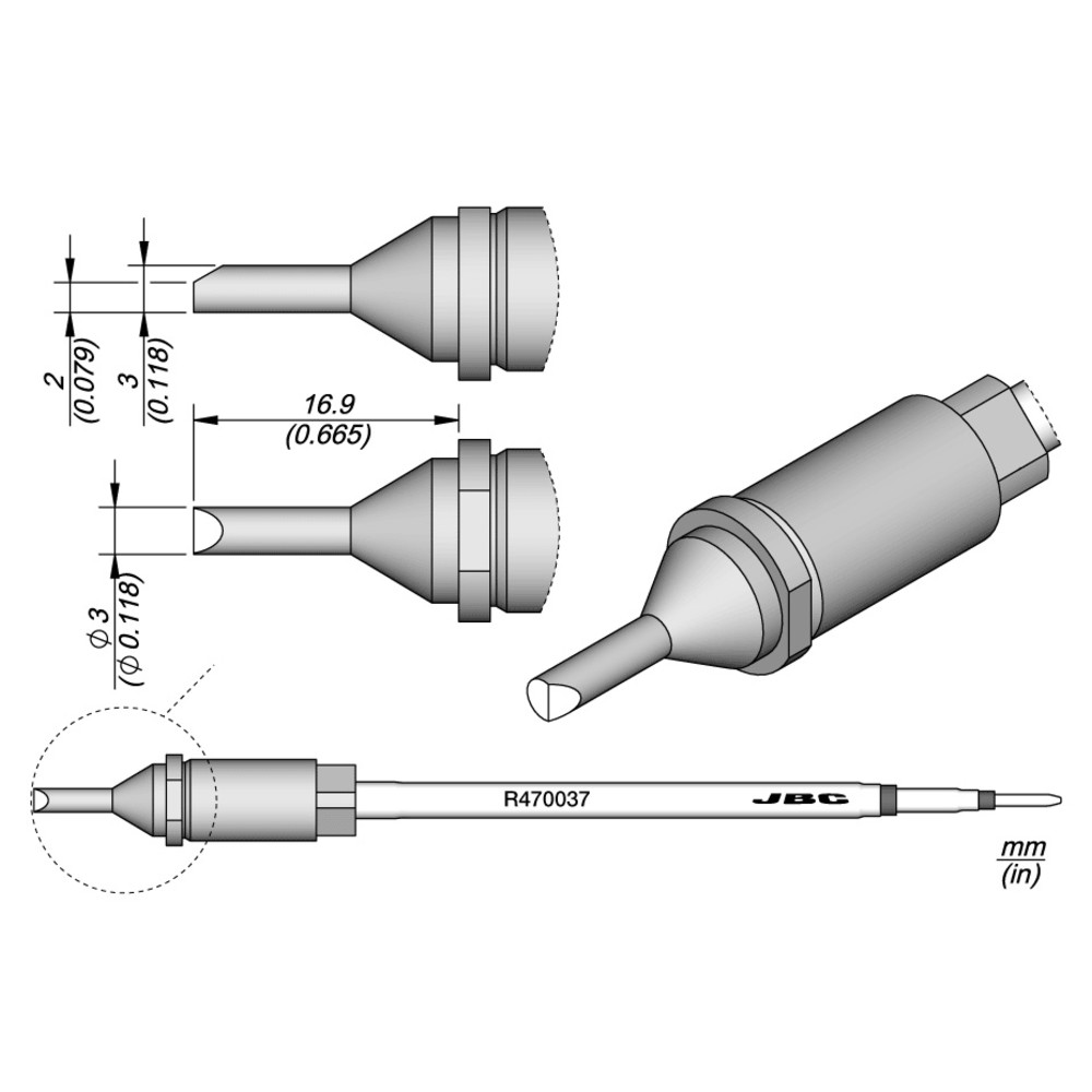 Lötspitze Serie R470 Rundform, R470037/Ø 3,0 mm