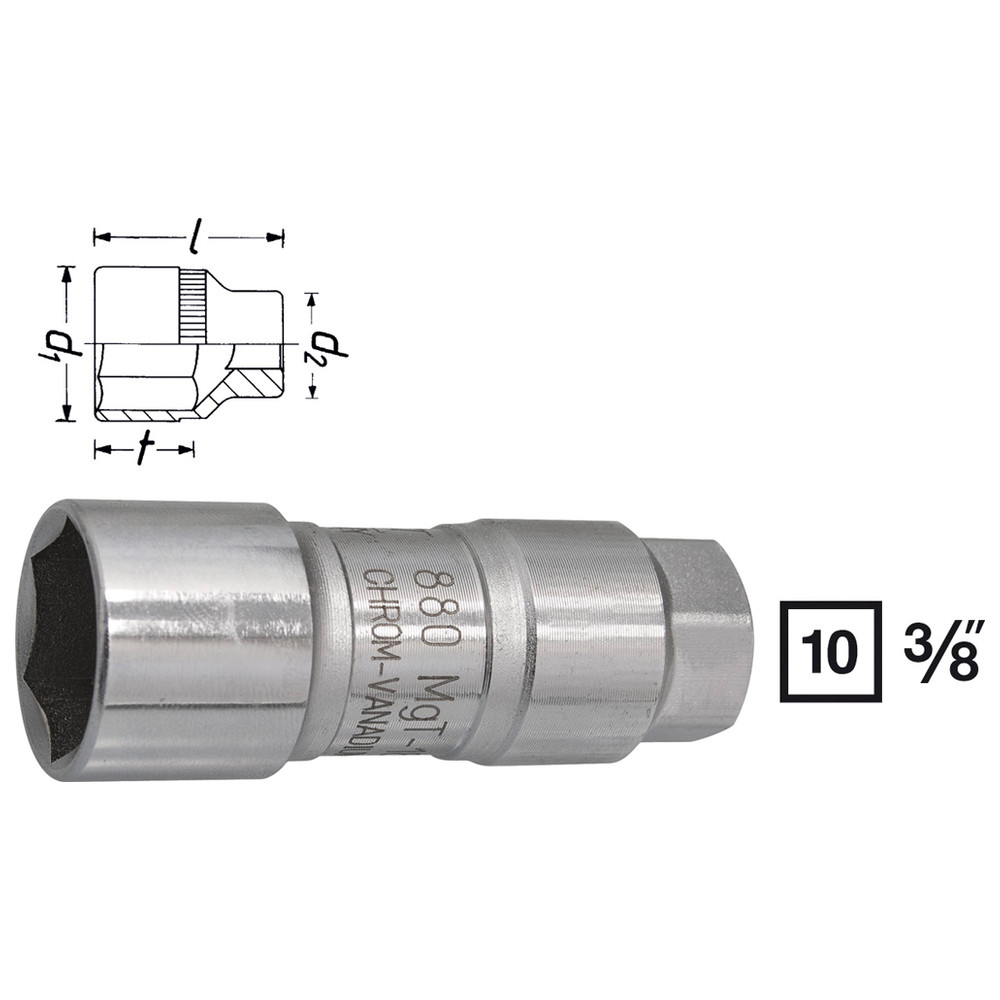 Zündkerzen-Steckschlüssel-Einsatz 880MGT-18 - Vierkant hohl 10 mm (3/8 Zoll) -