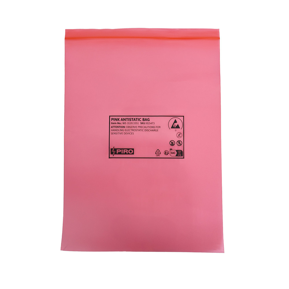 WETEC Verpackungsbeutel ableitend, PE, rosa, Druckverschluß, 300 x 400 mm