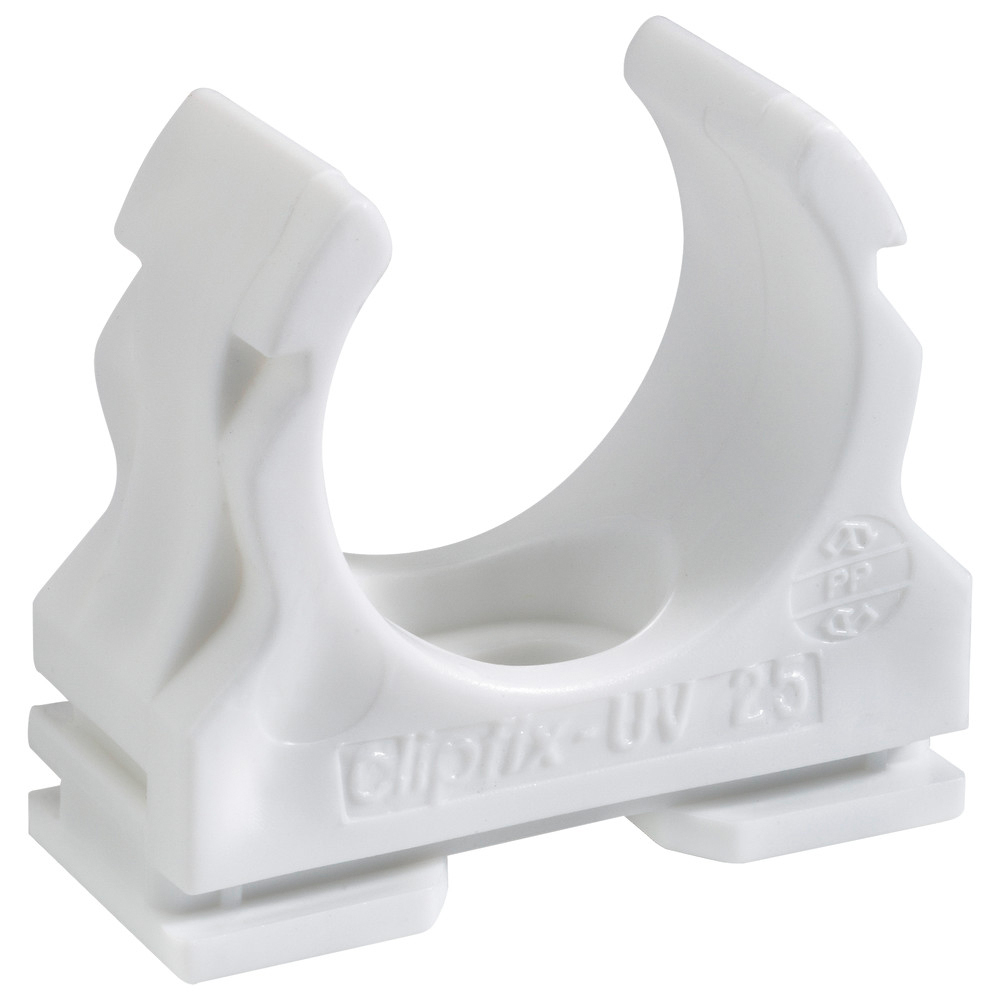 Kunststoff-Klemmschelle clipfix-UV, für Rohr-Ø 16 mm, weiß