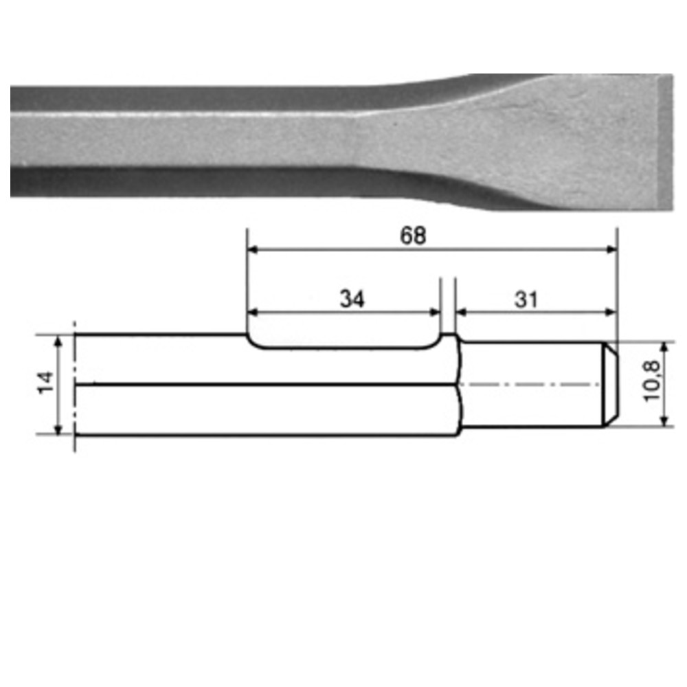 Flachmeißel, für Bosch UBH 4/26-2DS, Sechskantschaft, 300 x 25 mm