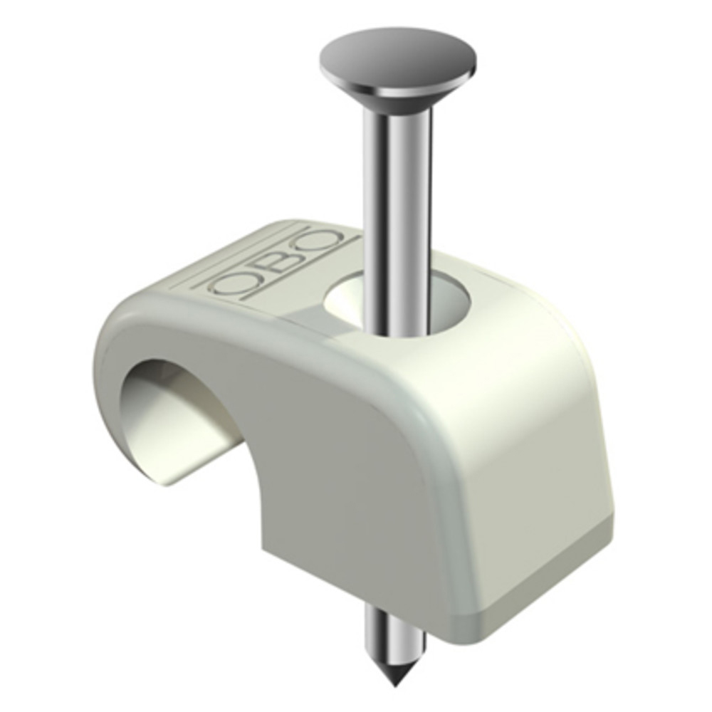 Haftclip mit Nagel, lichtgrau, 2x18 mm, für Kabel-Ø 4-7 mm, VPE 100 Stück