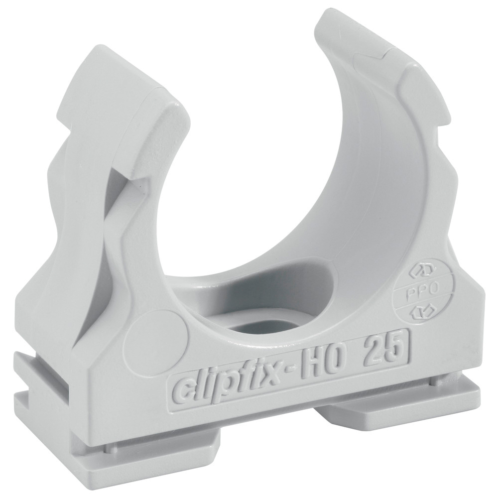 Kunststoff-Klemmschelle clipfix-H0, halogenfrei, Ø mm 16 mm, grau