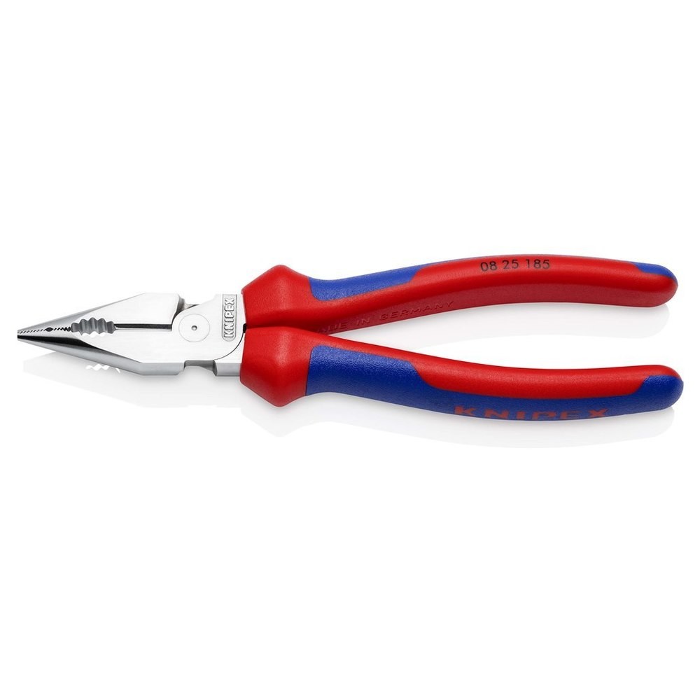 Spitz-Kombinationszange verchormt mit Mehrkomponenten-Griffen 185mm KNIPEX