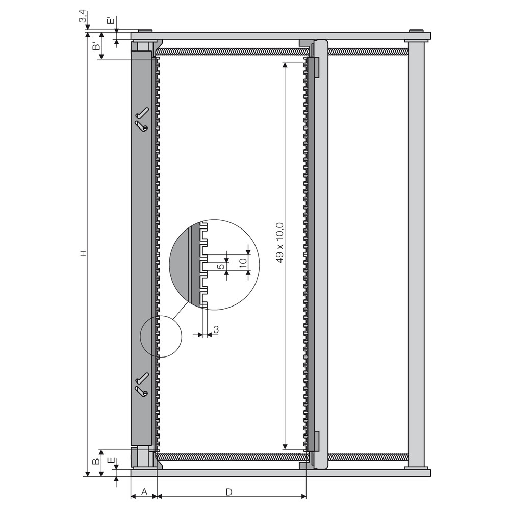 cab Leiterplattenmagazin Serie 600, 355 x 320 x 563 mm, 601.3/Metall, Bild 3