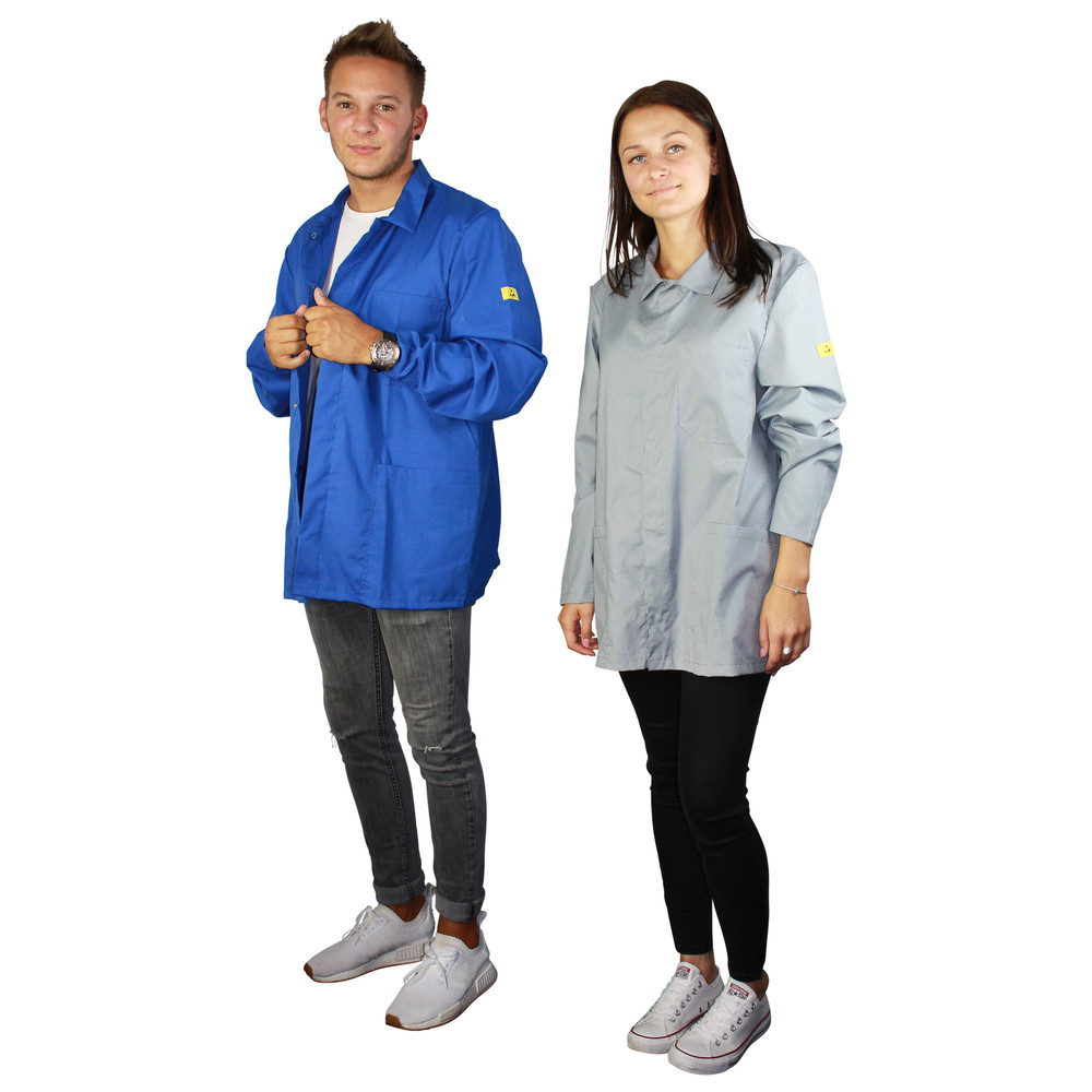 ESD-Kurzmantel AM-156, Größe L, blau, kurzarm