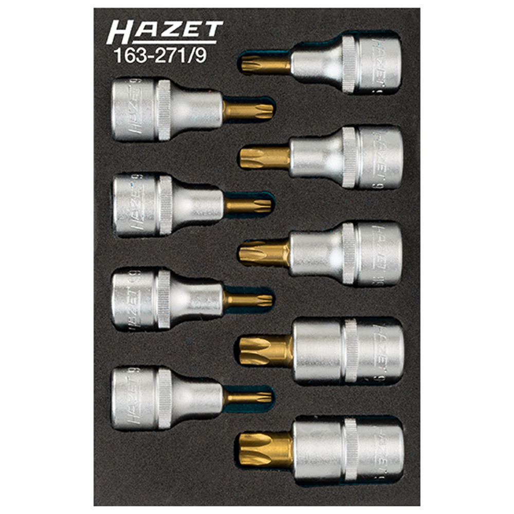 Schraubendreher-Steckschlüsseleinsatz-Satz TORX 163-271/9 - Vierkant hohl 12,5
