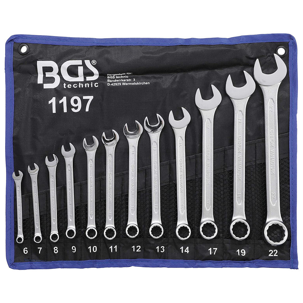 Ringmaulschlüssel-Satz, DIN 3113-A, 12-teilig, 6-22 mm