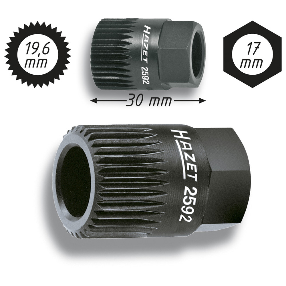 Keil(rippen)riemenscheibe-Adapter 2592 - Außen-Sechskant 17 mm - Vielzahn Profi