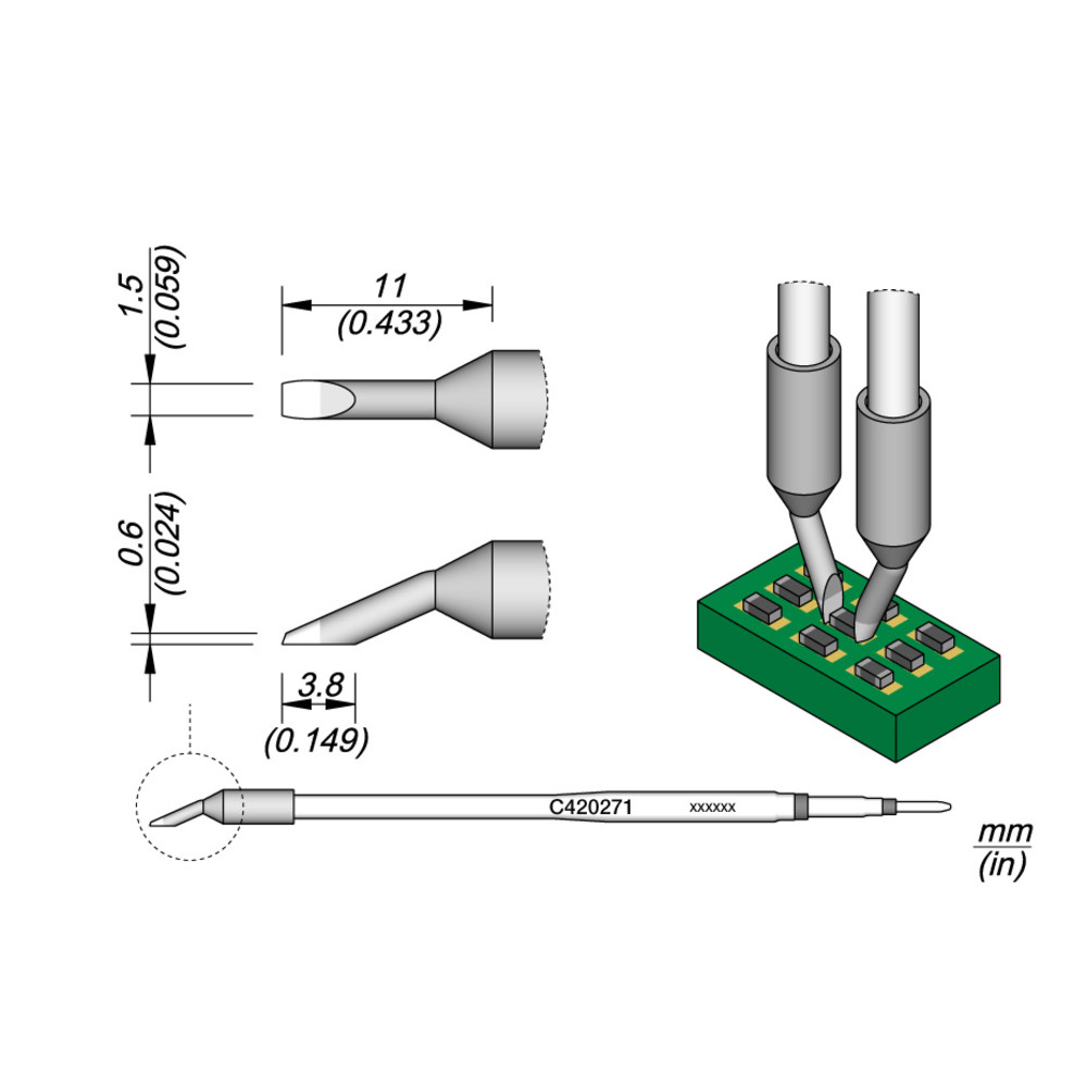 Lötspitze Serie C420, C420271/1,5 mm, für Chip-Komponenten