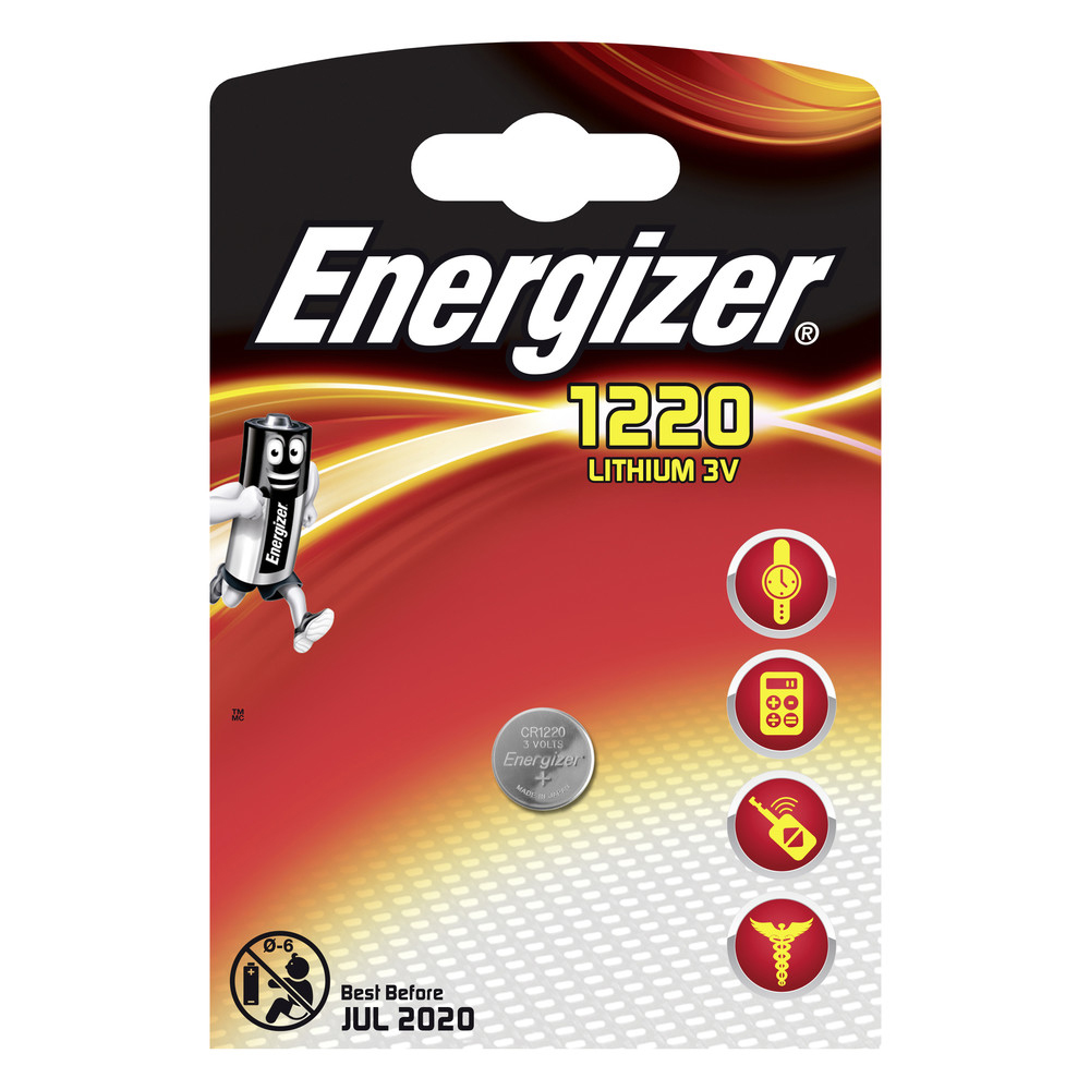 Lithium-Knopfzelle, CR1220, 3 V, 38 mAh