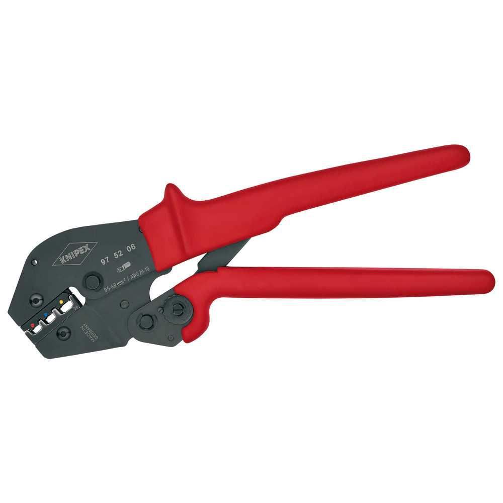 Crimpzange, 0,5-6,0 mm², isolierte Kabelschuhe, Steck-, Stoßverbinder