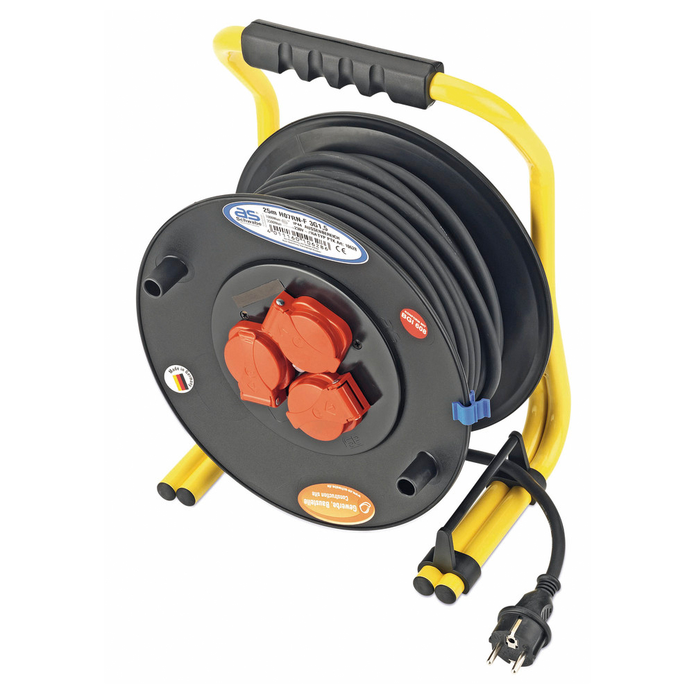 Kabeltrommel 40 m mit 3 Profi-Schutzkontakt-Steckdosen 230 V 16A