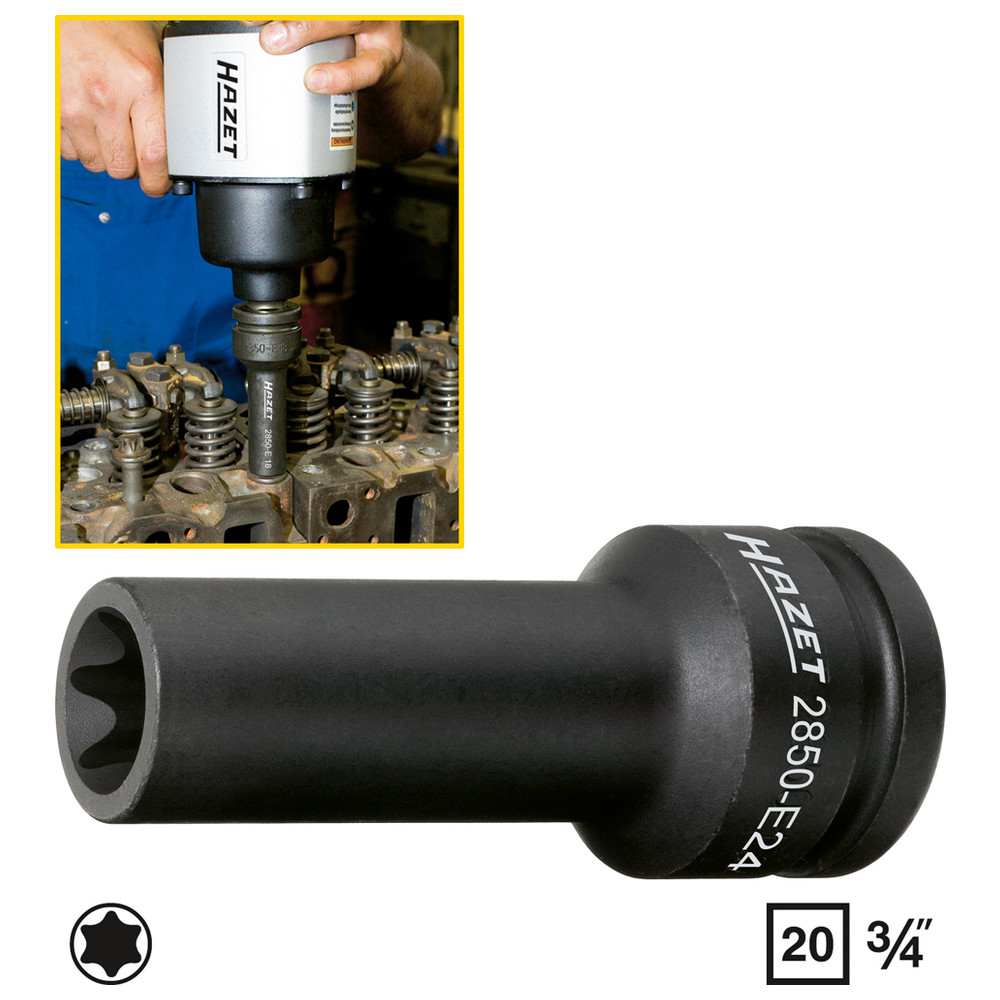 Schlag-, Maschinenschrauber-Steckschlüssel-Einsatz TORX 2850-E20 - Vierkant ho