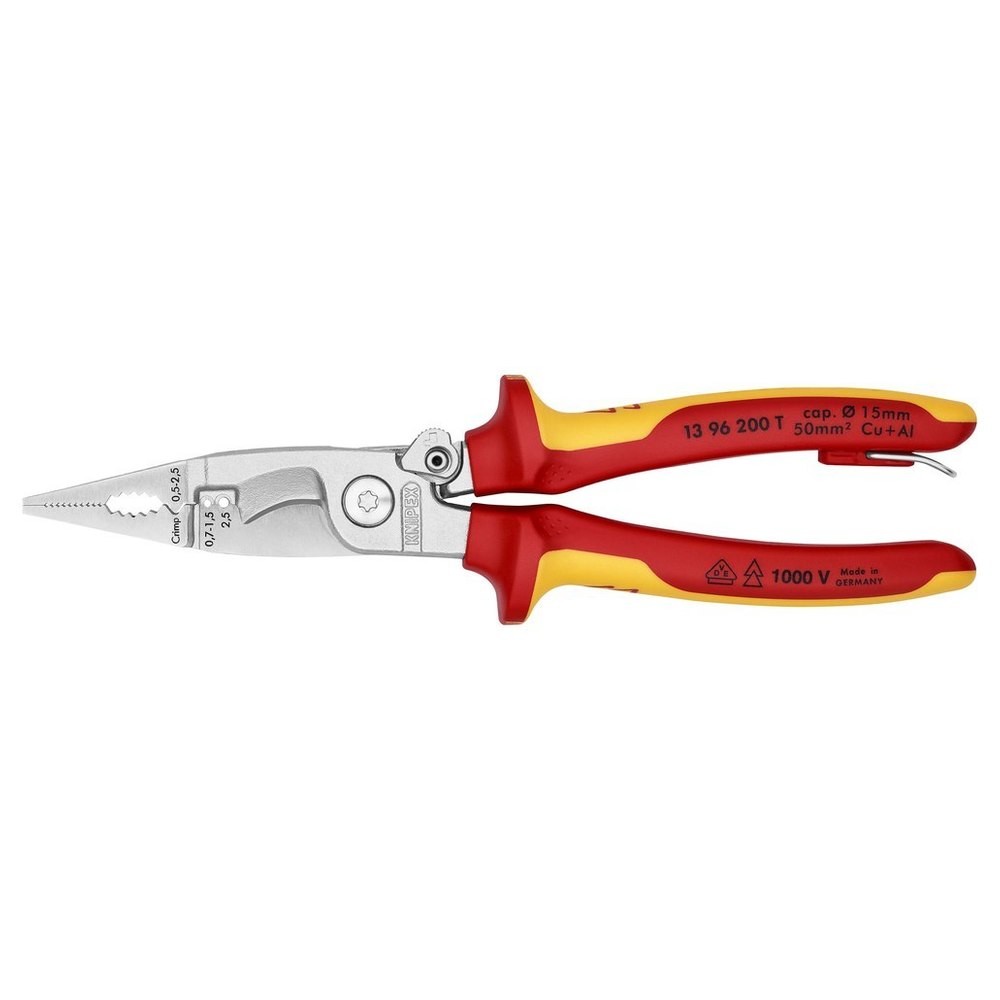 E.-Install.Zange VDE TT 200mm m.M.K.Griff Knipex